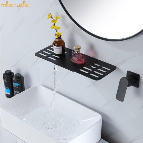 Wall mounted black faucet hot and cold black concealed mixer water black crane black wall faucet sink tap