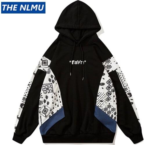 2021 Color Block Patchwork Hoodies Sweatshirt Men Hip Hop Pullover Hoodie Streetwear Casual Cotton Tops Oversize WE140