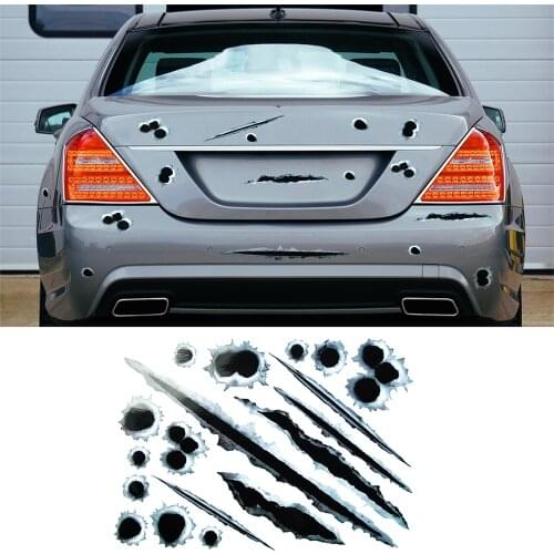 Funny Car Stickers 3D Bullet Hole Sticker for LADA Priora Kalina Granta Vesta Xray X-Ray lights niva 4x4 vaz