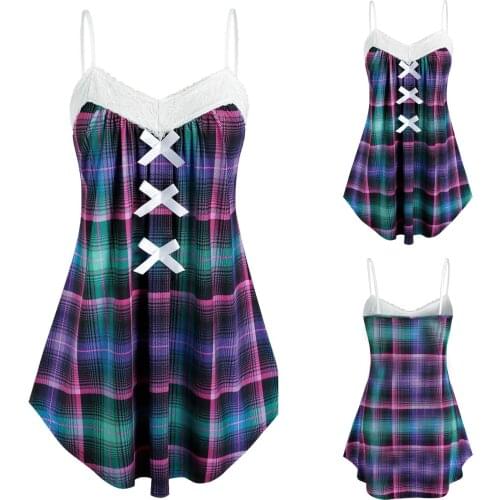 Womens Summer Dress Girls Sweet Sleeveless Causal Plaid Print Bandage Vest Mini Dress Sexy wear For Lady Spaghetti Strap Vestido