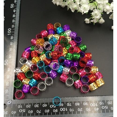 100Pcs mix color 8/10mm Plated hair braid dread dreadlock beads adjustable cuff clip 10mm hole clip+3pcs free hair styling diy