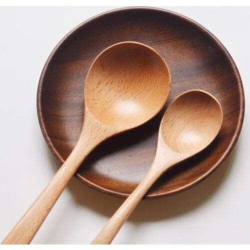 2PC/SET Wooden Spoon Natural Healthy Soup Scoop Eco-friendly For Cooking Tableware Kitchen Utensils Tools