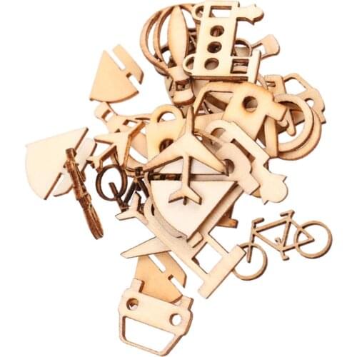 24pcs Cut Wood Vehicle Shape Embellishments DIY Scrapbooking Art Craft