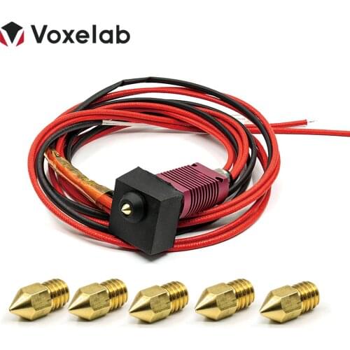 Voxelab 3D Assembled 1.75mm Extruder 0.4mm Nozzle Hotend kit Aluminum Heat Block For 3D Printer Aquila With 5 Pcs Nozzles Gift