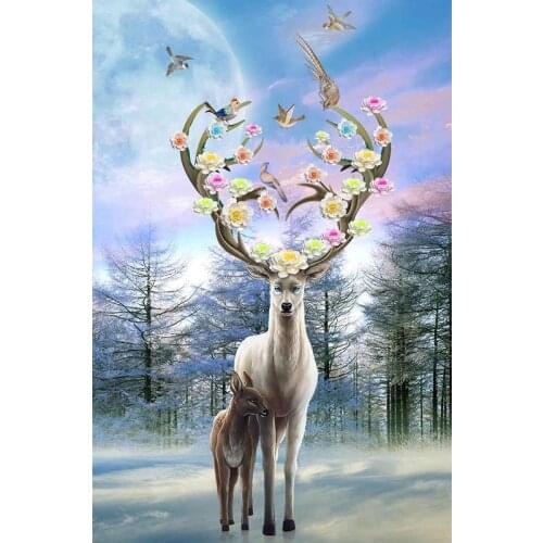 5D DIY Diamond Painting Animal deer Full circular Cross Stitch Diamond Embroidery Picture Rhinestone Home decor Handmade gift
