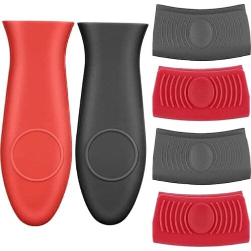 6 Pcs Silicone Pot Handle Holder & Cast Iron Skillet Handle Covers,Removable Rubber Pot Handle Covers Heat Resistant
