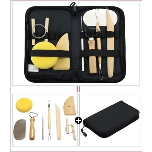 8 PCS/SET Pottery Tools Set Clay Ceramics Molding Tools Stainless Steel Wood Sponge Tool Set + Tools Bags