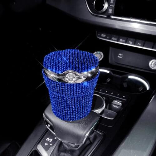 Auto Car Cigarette Ashtray Portable With Lid Smell Proof Crystal Diamond Car Ashtray With Light for Women for Car Home Office
