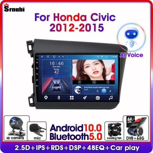 Android10 Car Radio 9" For Honda Civic 2012-2015 2 Din 4+64G T9 RDS DSP Multimedia Video Player DSP 4G Net+WIFI Screen Floating