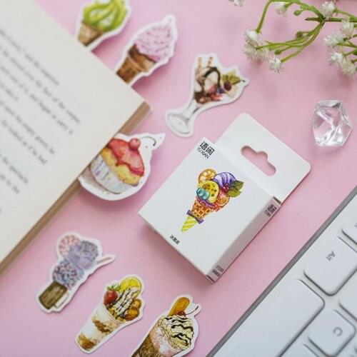 Free shipping 56boxes Ice Cream Boxed Sticker Coffee Dessert Shop Food Decoration Sticker Album Scrapbooking