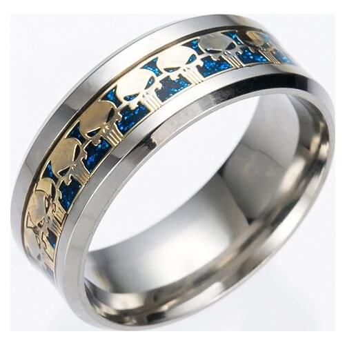 European Retro Skull Ring for Men Stainless Steel Fashion Jewelry Punisher skull ring punk Jewelry Movie Games Ring Bague women