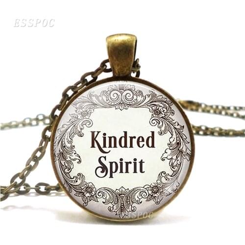 Kindred Spirit Anne of Green Gables quote necklace best friend literary quote Retro Style Glass Necklace Pendant