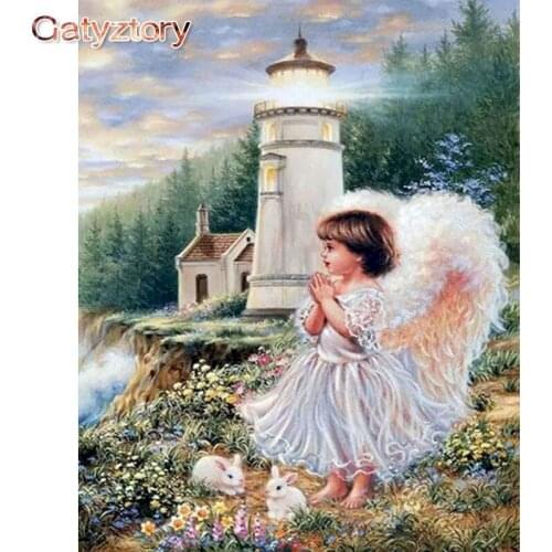 GATYZTORY DIY Painting by numbers Angel girl frame for paint by numbers wall art canvas decor for the home 40x50cm photo frame