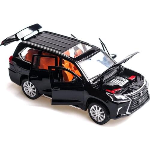 Exquisite gift 1:32 LX570 luxury SUV alloy model,simulation die-cast metal 6 door sound and light pull back model,free shipping
