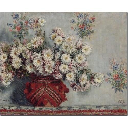 Monet Chrysanthemum Flowers Oil Paintings Print On Canvas World Famous Oil Paintings Reproductions Large Size Home Decoration