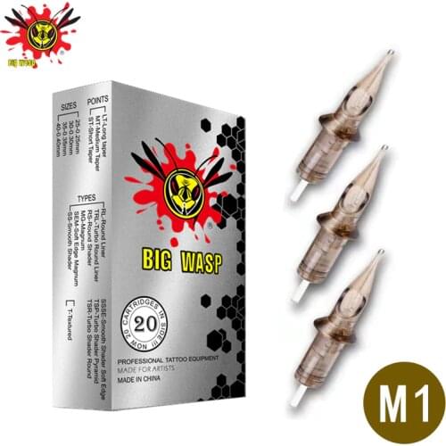 BIGWASP 1027M1 Tattoo Needle Cartridges #10 (0.3mm) Magnums (27M1) for Tattoo Machines & Grips 20Pcs