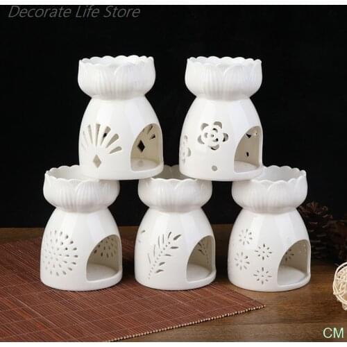 Ceramic Candle Holder Oil Incense Burner Essential Aromatherapy Oil Burner Lamps Porcelain Home Living Room Decoration