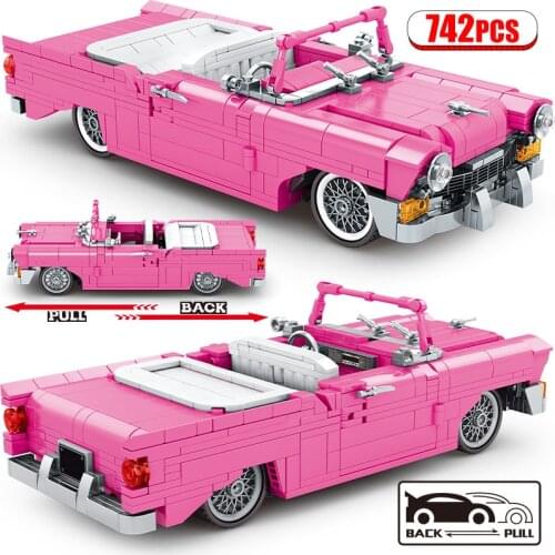 Technical Pull Back Classic Racing Convertible Car Building Blocks City Creator Mechanical Sports Vehicle Bricks Toys