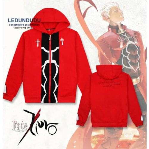 Fate/stay night Cosplay Costumes Archer Coat Men Fancy Jacket Hoodie Anime Long Sleeve Thickening Zipper Sweatshirts