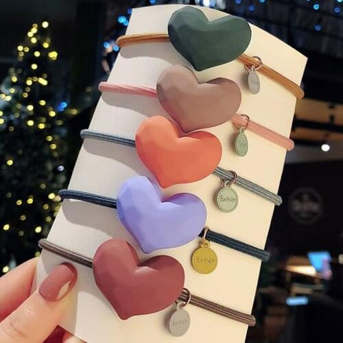 Korean Style Hot Selling Fashion New Arrival Hair Band Acrylic Heart Shape Hair Rope Beach Decor Hair Rings Headpiece Girl Gift