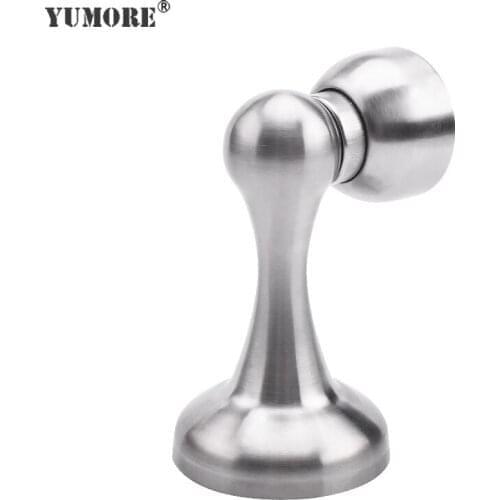 YUMORE 304 Stainless Steel Magnetic Door Stopper 304 Floor Mounted Door Holder Nail-free Doorstop Furniture Hardware