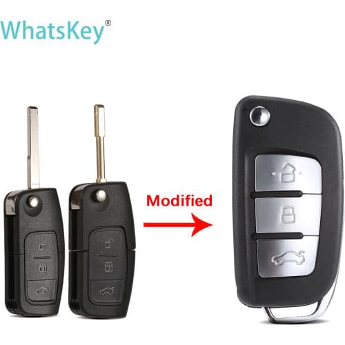 WhatsKey 3 Button Modified Remote Flip Car Key Shell fob for Ford Fiesta C Max Ka S Max Galaxy Kuga mondeo Focus 2 3 Key Case