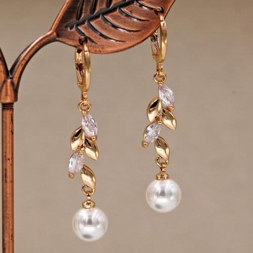 Fashion Pearl earrings in Drop Earrings for Womens earrings Gold Filled with Zircon Dangle Earrings Wedding Jewelry accessorie