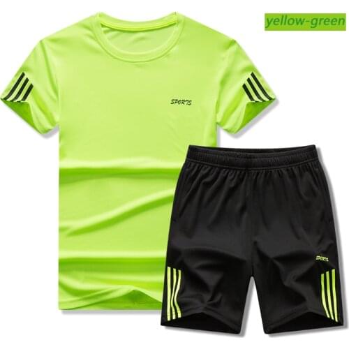 Men Short-sleeved Shorts Sportswear Quick-drying Sweat-absorbent Outdoor Table Tennis Football Training Shirt Men Sweat Suit