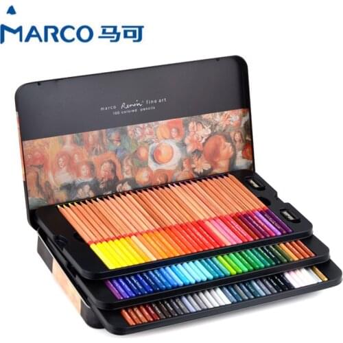 MARCO Renoir 3100 Oil Colored Pencils 120 Colors Set Tin Box Professional Drawing Pens Botanic Landscape Portrait Painting