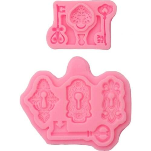 2Pcs Vintage Key Lock Cake Fondant Mold Kit Keyhole Silicone Epoxy Resin Molds