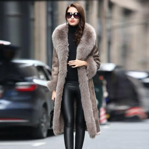 Coat Clothes 2020 Natural Rabbit Fox Collar Parka Real Fur Leather Jacket Women TOTGG8112 YY2258