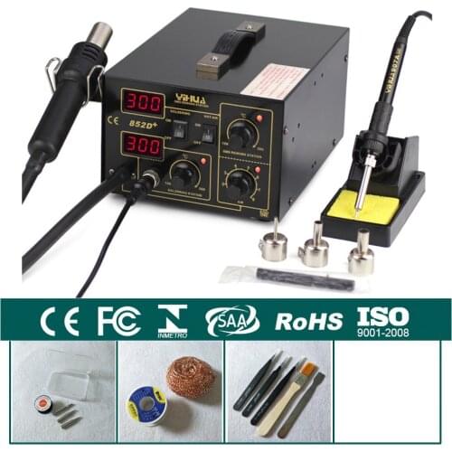 700W Pump Type Hot Air Heat Gun Digital Soldering Iron 2in1 SMD Hot Air Rework Solder Station With Free Gifts YIHUA 852D