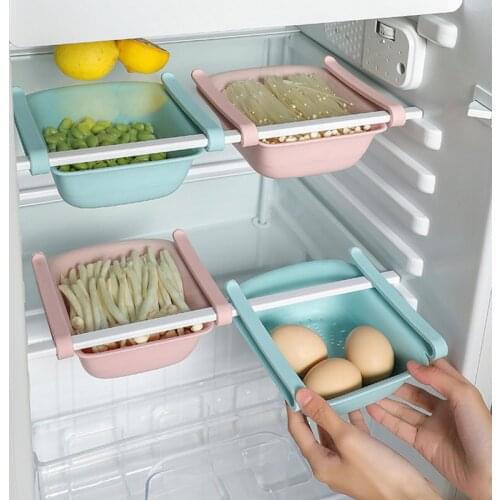 Fridge Organizer Storage Adjustable Stretchable Basket Refrigerator Pull-Out Drawer Fresh Layer Storage Rack Kitchen Container