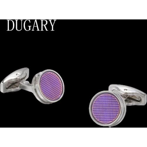 DUGARY Luxury shirt cufflinks for mens Brand cuff buttons cuff links High Quality round purple abotoaduras Jewelry gemelos