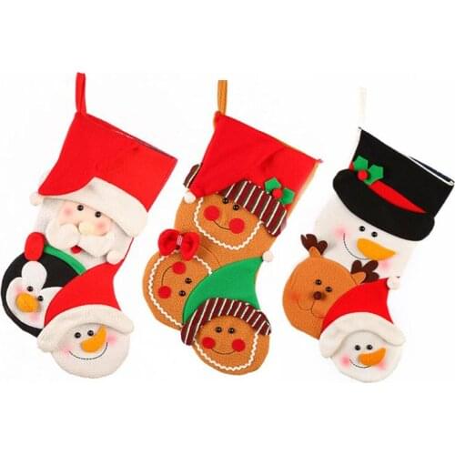 Christmas Decorative Pendant Large Christmas Sock Gift Bag Old Man Snowman Creative Christmas Gift Bag Candy Sock SN1451