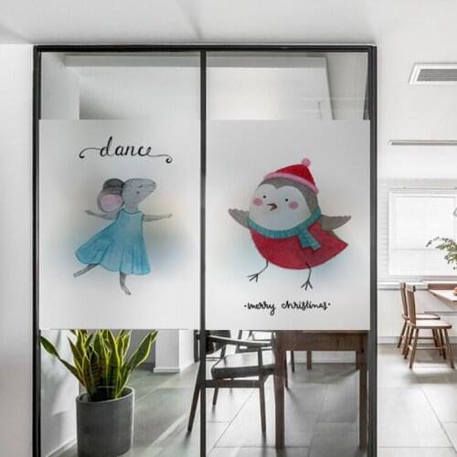 Custom Size Static Cling Window Film Cartoons Decorative Private Frosted Glass Sticker For Bedroom Bathroom Kitchen Living Room