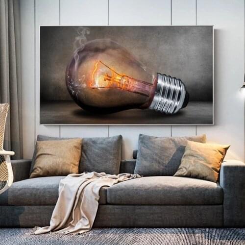 Modern Abstract Light Bulb Pictures Canvas Painting Cuadros Posters Print Wall Art for Living Room Home Decor (No Frame)