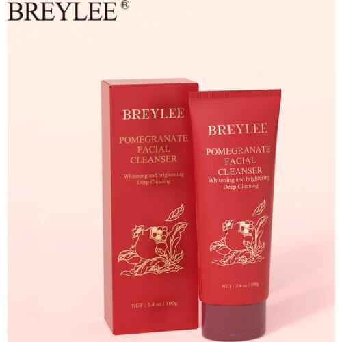 BREYLEE Face Cleaner Care Red Pomegranate Facial Cleanser Foam Face Wash Remove Blackhead Oil Control Whitening Smooth Skin Care