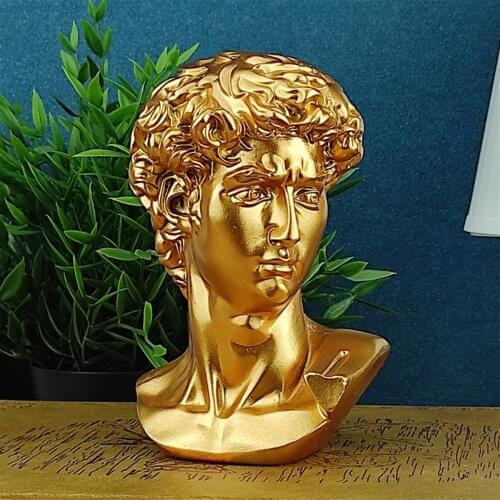 David Statue, Head Portraits, Michelangelo, Home Decoration, Resin Art Craft Room Decor, Sculpture, Gold Color