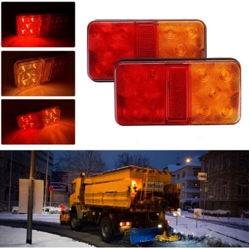 2PCS 12V/24V/12V-80V Truck LED Tail Light Taillight Turn Signal Indicator Stop Lamp Rear Brake Light for Truck Trailer Caravan
