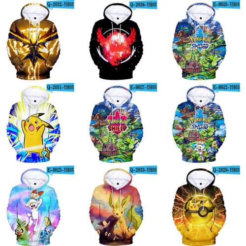 TAKARA TOMYPokemon Pokemon Pokemon Pokemon 3D Hooded Long Sleeve Adult Childrens Sweater Warm and Fashionable Wear