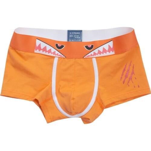 3 Pieces Mens Underwear Boxer Cotton Men Boxer Shorts Shark Pattern Printing Mens Panties Mid-waist Breathable Underpants Sale