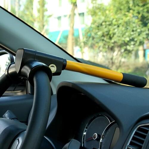 Universal Car Steering Wheel Lock T-shaped Anti-Thief Heavy Duty Hard High Strength Retractable Safe Sawing Resistant Security