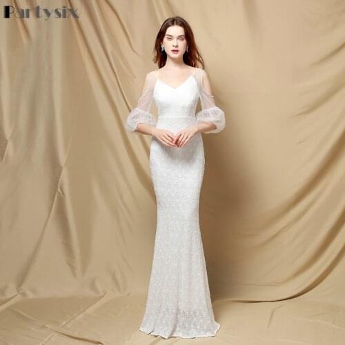 Partysix 2021 Women Sexy V Neck Long Sleeve Sequin Long Dresses Female Bodycon Maxi Dress Multi Evening Party Dress Gold