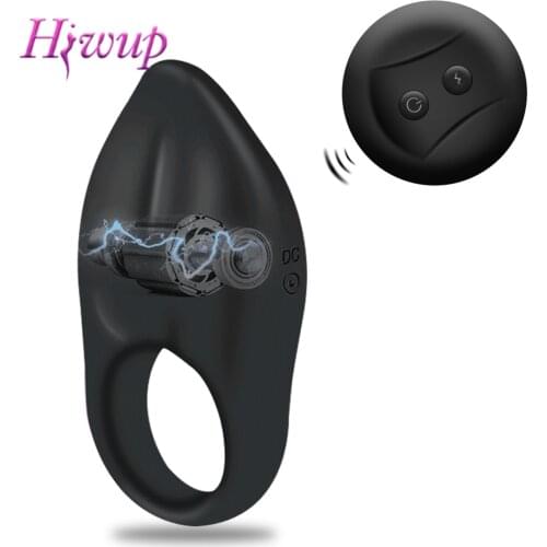 Time Delay Ejaculation Vibration Mode Wireless Remote Control Penis Rings Silicone Vibrator for Men Couple Adult Sex Toys