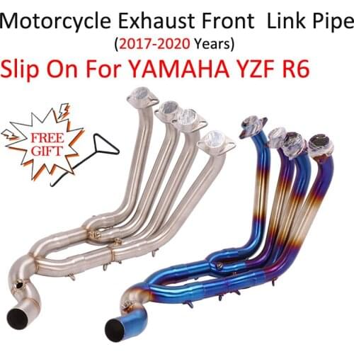 Slip On For Yamaha YZF R6 2017 2018 2019 2020 Motorcycle Exhaust System Escape Front Tube Link Pipe Connect Original Muffler