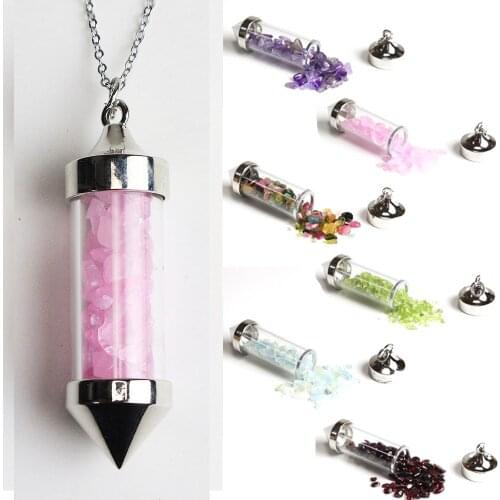 Candy Colors Natural Seaglass Chips Beads Strong Magnetic Top Lucky Bottle Pendants Wholesale