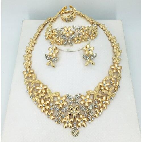 Jewelry Explosion Models Alloy Jewelry Set Necklace Earrings Bracelets Ring Manufacturers Supply Four-Piece Set