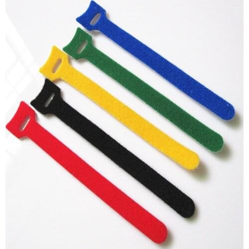10Pcs Cable Ties with Eyelet Holes organizer wiring harness cord Magic self adhesive hook loop Fastener