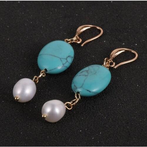 Nabest Freshwater Pearl & Natural Stone Drop Dangle Earrings For Women Girls Korean Fashion Boho New 2020 Wedding Party Jewelry